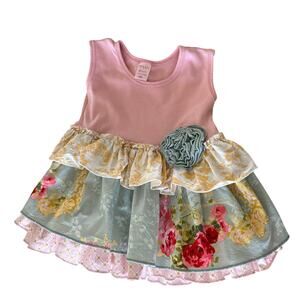 Giggle Moon Pink Floral Sleeveless Dress - 24 Months